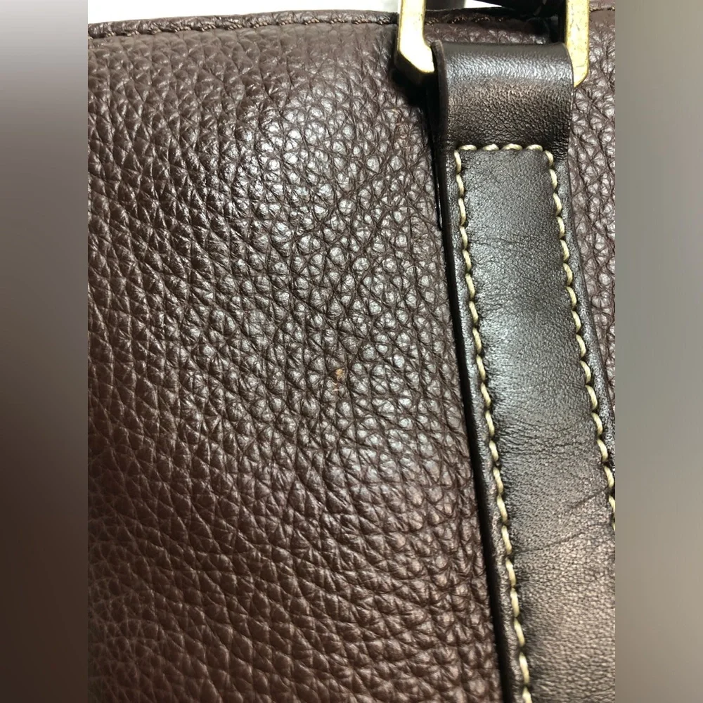 Adrienne Vittadini Dark Brown Leather Messenger Tote
